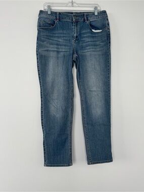 Chicos Platinum Denim Jeans Ultimate Fit Straight Leg Women M Size 2.5 Blue Wash